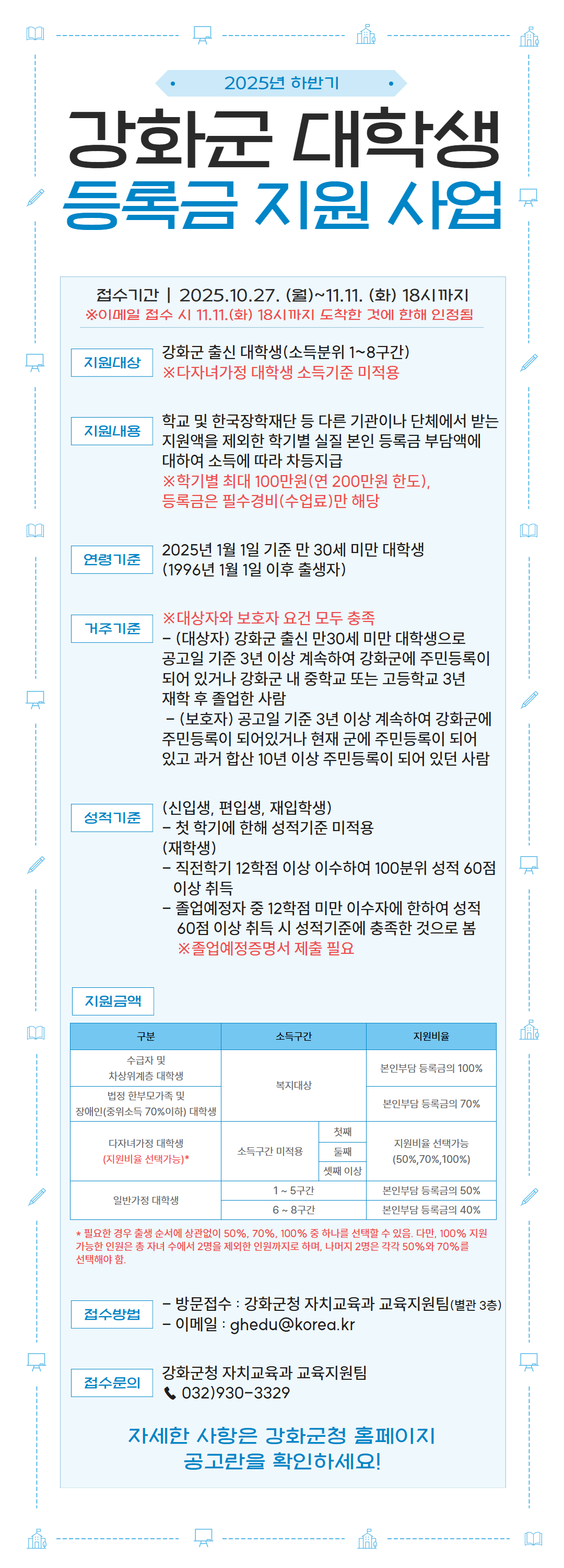 2025년 하반기 강화군 대학생 등록금 지원사업(~11/11) 이미지1