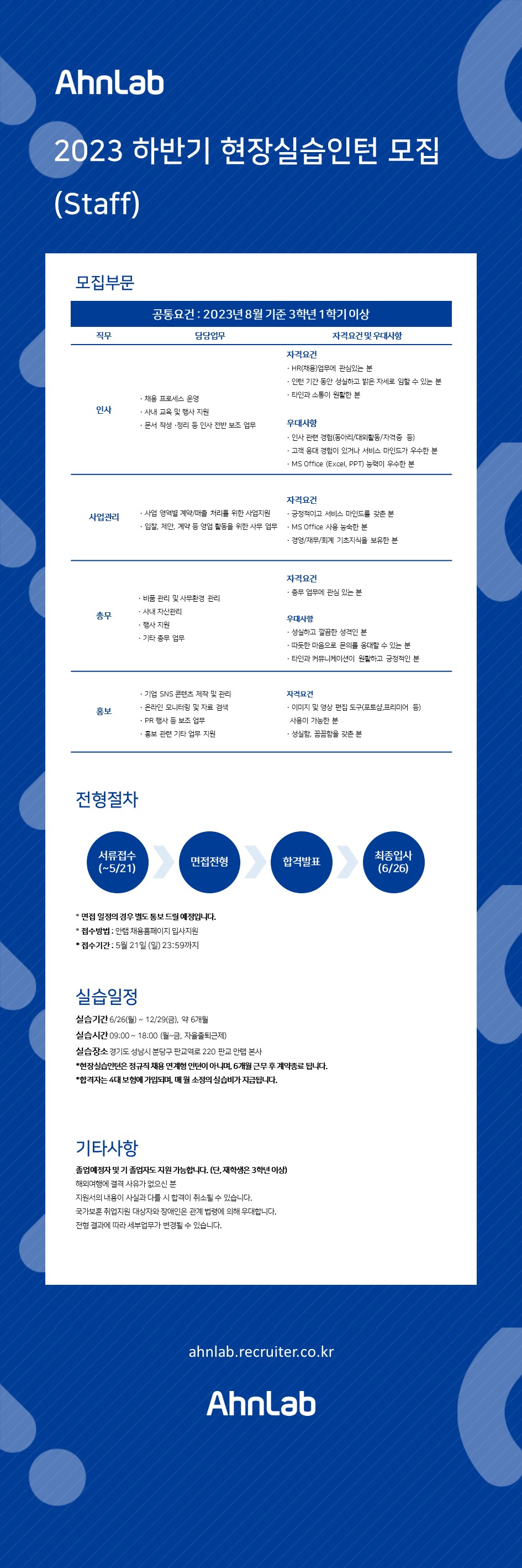 [SWU일자리+사업단] 안랩 하반기 현장실습인턴 모집 이미지1