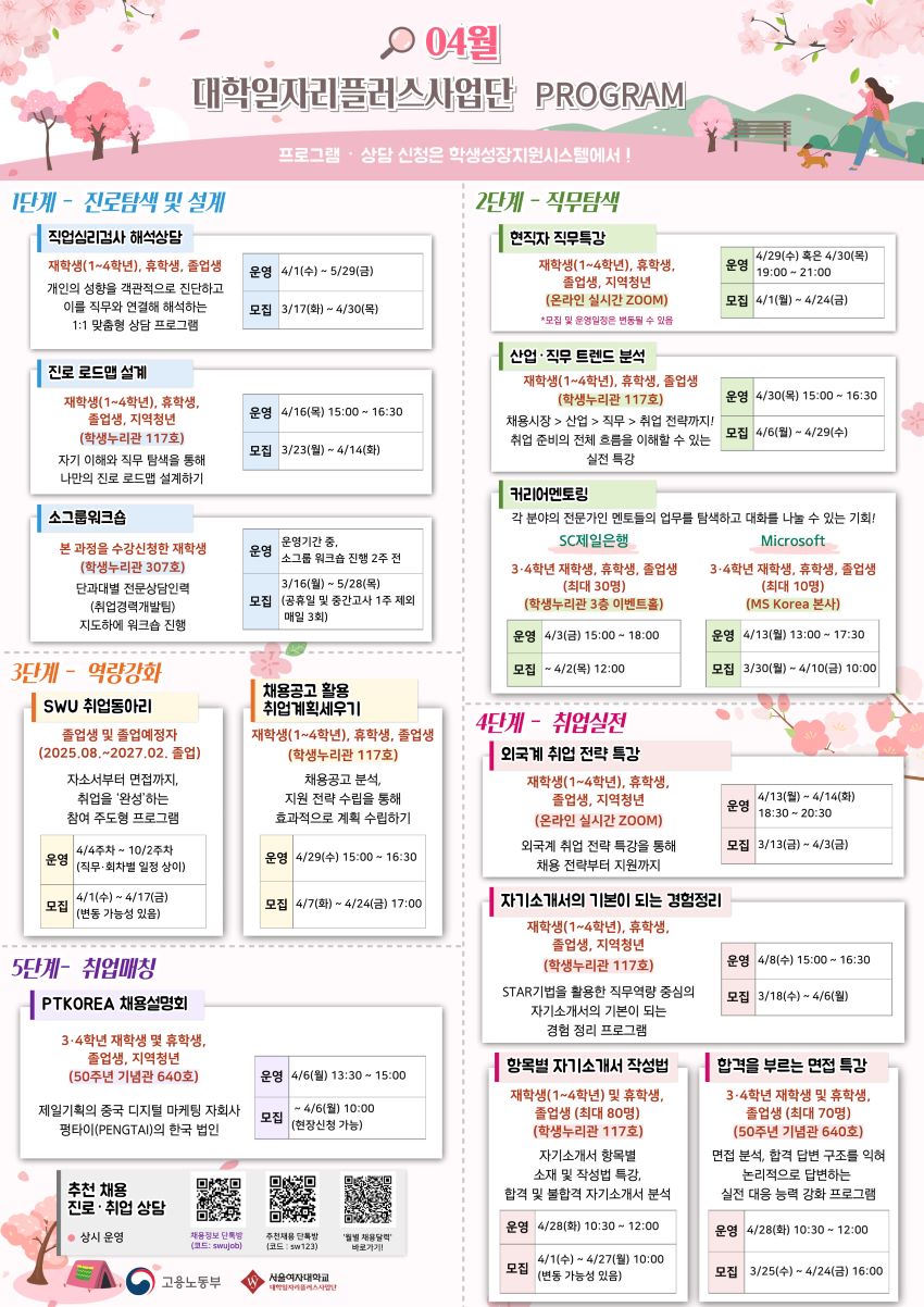 [대학일자리플러스사업단] 4월 진행 프로그램 안내 이미지1