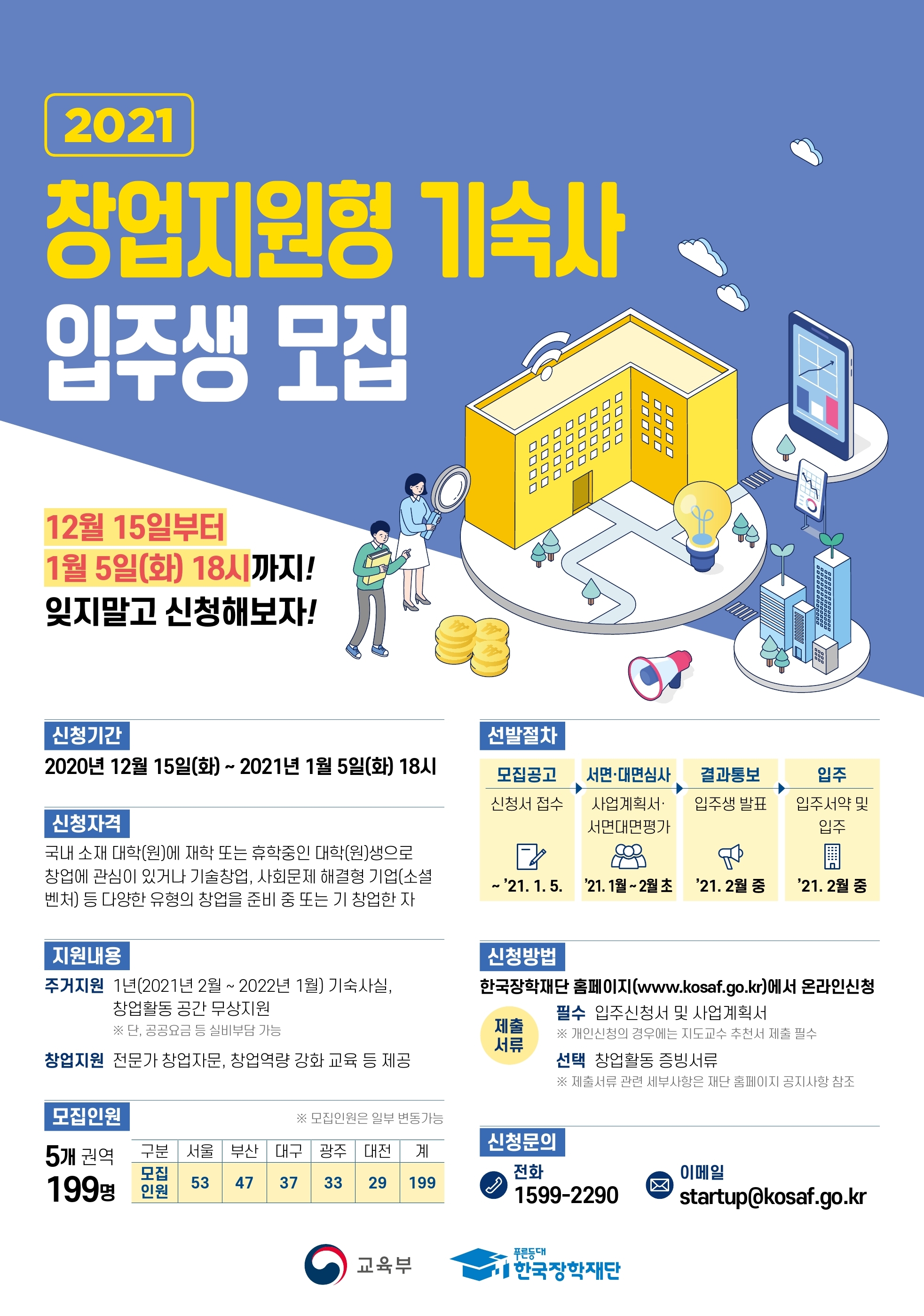 한국장학재단 2021년 창업지원형 기숙사 입주대상자 신청 안내 이미지1
