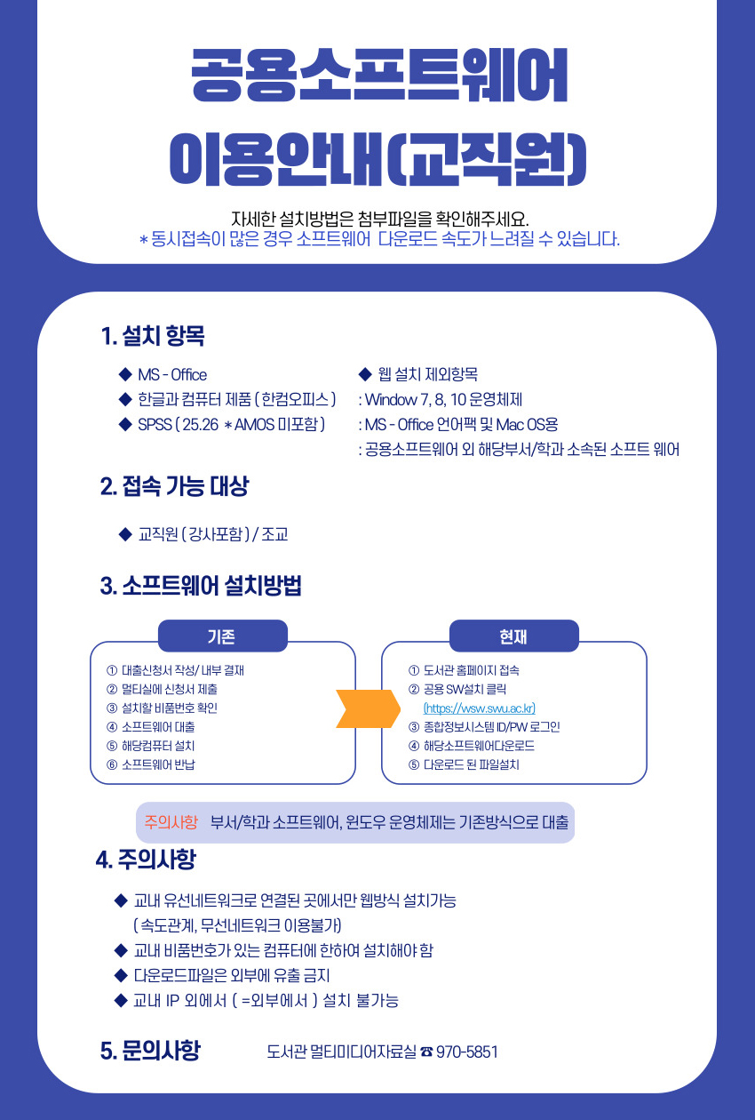 [도서관] 공용 소프트웨어 이용 안내 (교직원) 이미지1